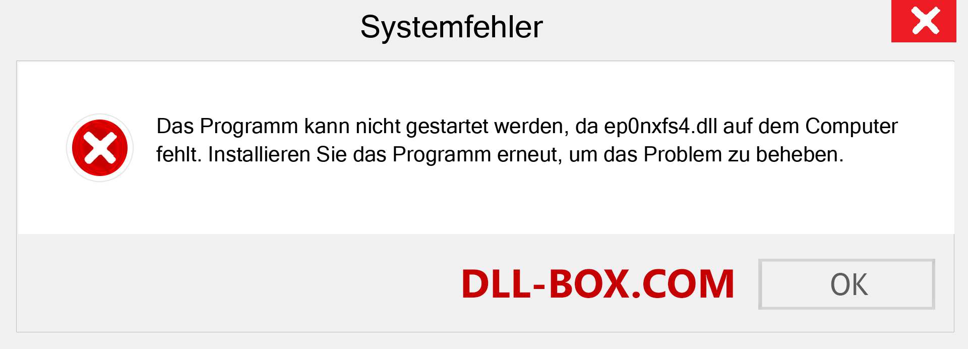 ep0nxfs4.dll-Datei fehlt?. Download für Windows 7, 8, 10 - Fix ep0nxfs4 dll Missing Error unter Windows, Fotos, Bildern