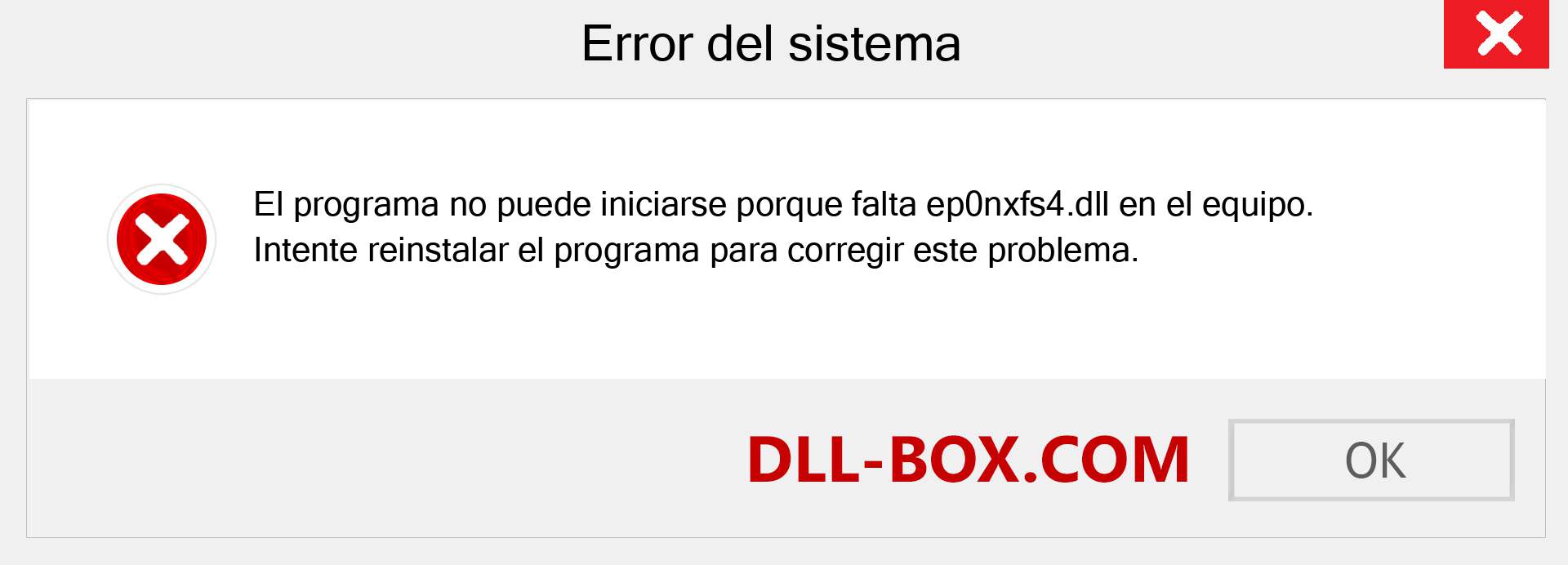 ¿Falta el archivo ep0nxfs4.dll ?. Descargar para Windows 7, 8, 10 - Corregir ep0nxfs4 dll Missing Error en Windows, fotos, imágenes